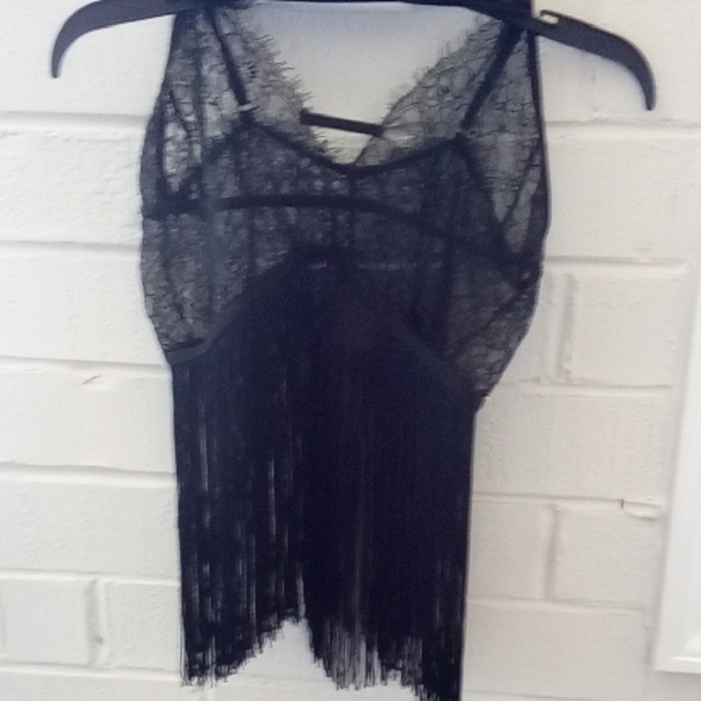 Black Lace Fringe Top